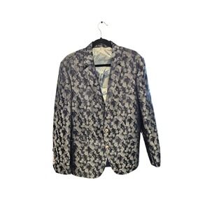 Maczoo Blazer Socrate Royal Blue Jacquard Floral Camo Sport Coat‎ Mens 46/5